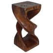 Solen Double Twisted End Table 12 in SQ x 26 in H Walnut