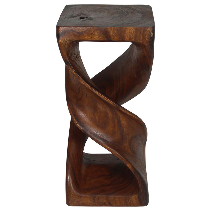 Solen Double Twisted End Table 12 in SQ x 26 in H Walnut