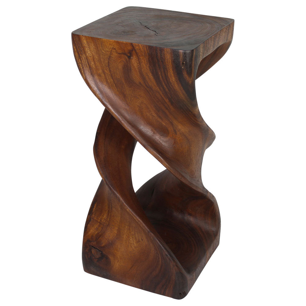 Solen Double Twisted End Table 12 in SQ x 26 in H Walnut