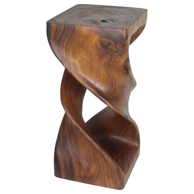 Solen Double Twisted End Table 12 in SQ x 26 in H Walnut