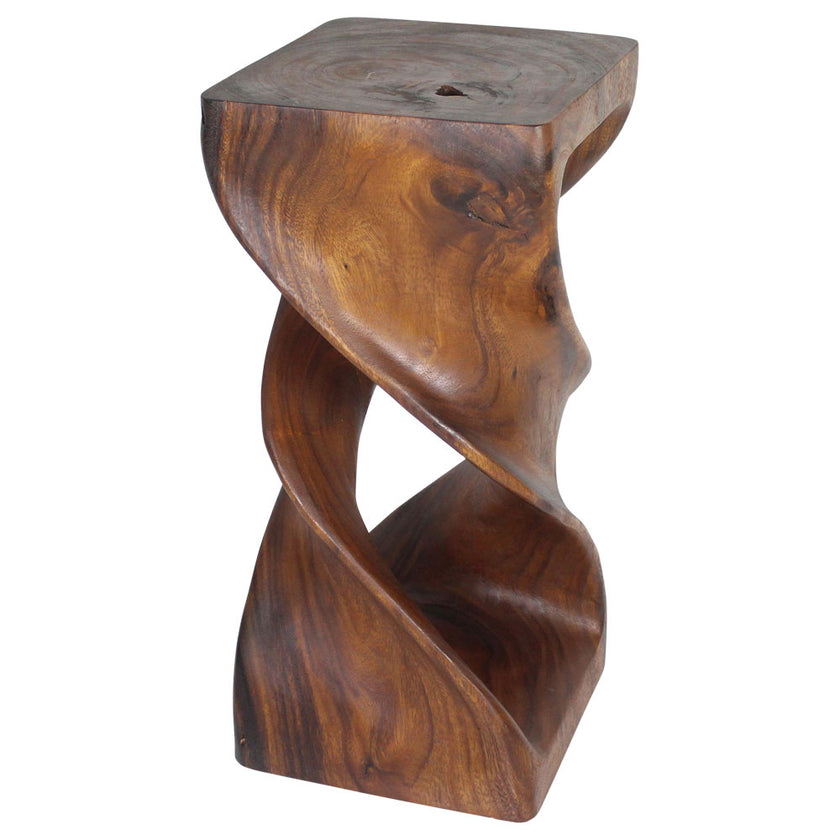 Solen Double Twisted End Table 12 in SQ x 26 in H Walnut