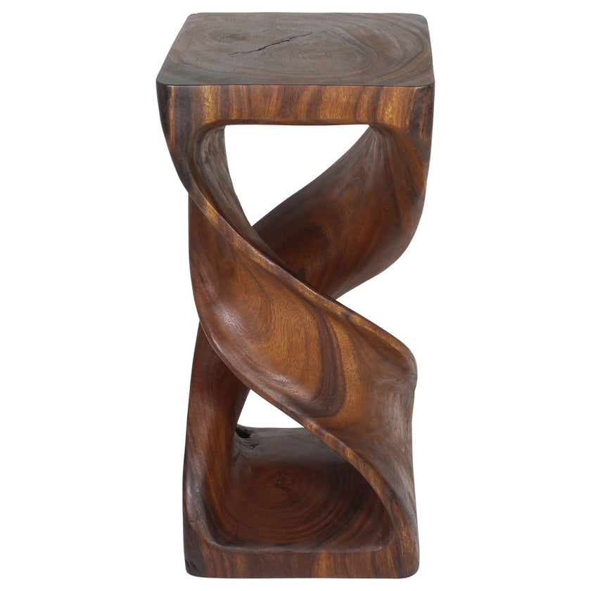 Solen Double Twisted End Table 12 in SQ x 26 in H Walnut