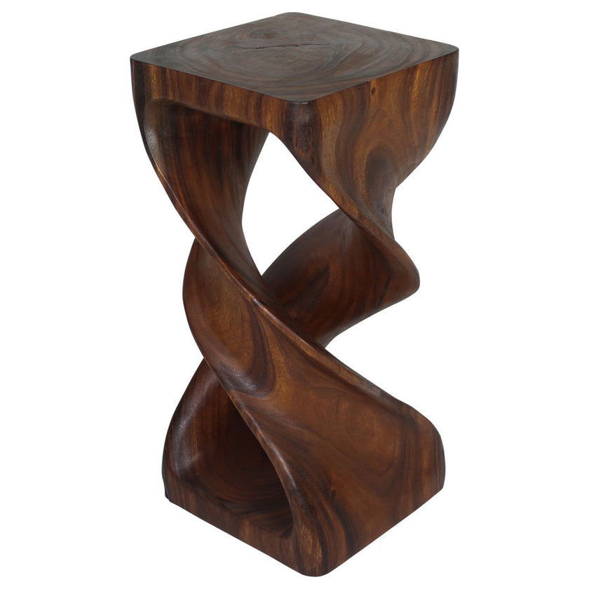 Solen Double Twisted End Table 12 in SQ x 26 in H Walnut