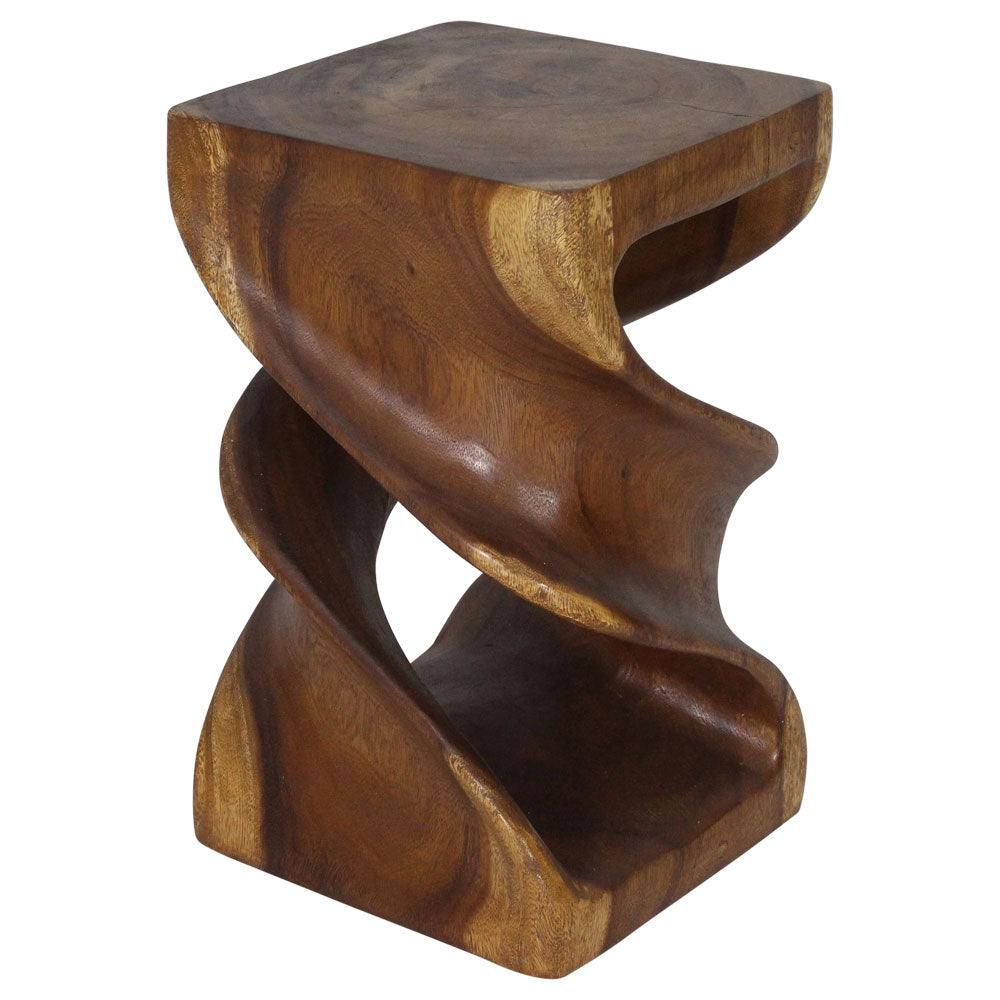 Solen Double Twisted End Table 14 in SQ x 23 in H Walnut