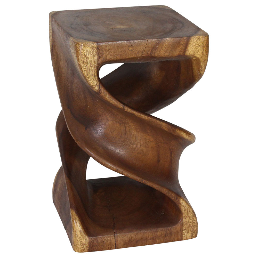 Solen Double Twisted End Table 14 in SQ x 23 in H Walnut
