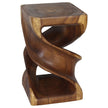 Solen Double Twisted End Table 14 in SQ x 23 in H Walnut