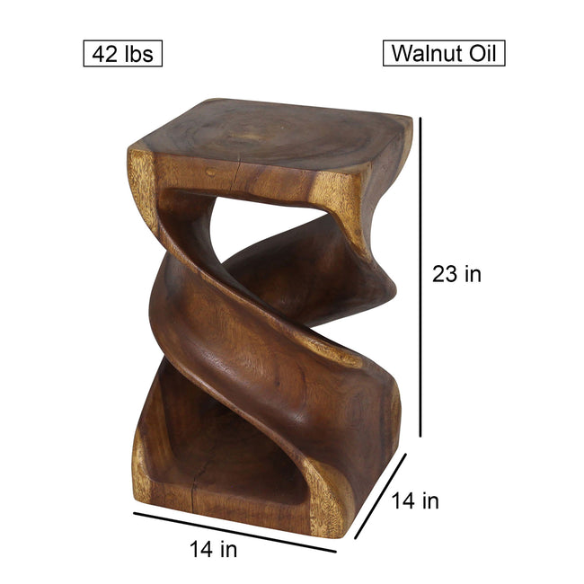 Solen Double Twisted End Table 14 in SQ x 23 in H Walnut