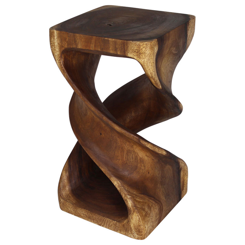 Solen Double Twisted End Table 14 in SQ x 26 in H Walnut