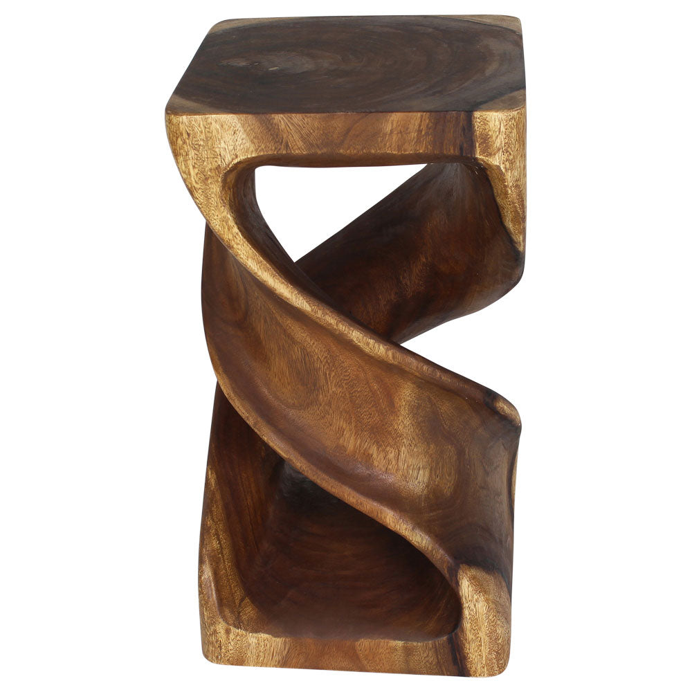 Solen Double Twisted End Table 14 in SQ x 26 in H Walnut