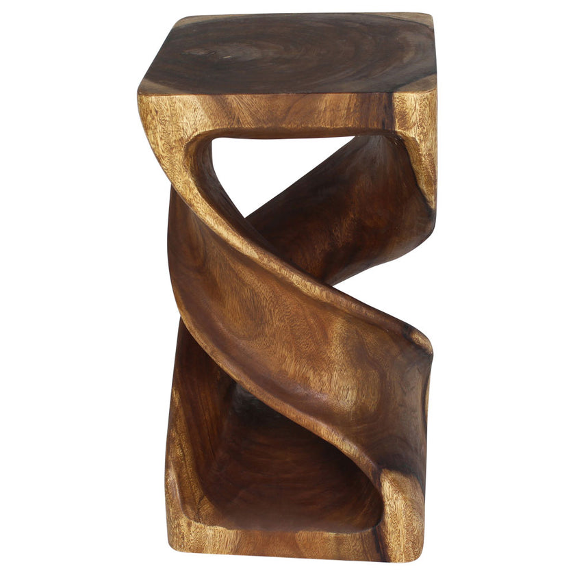 Solen Double Twisted End Table 14 in SQ x 26 in H Walnut