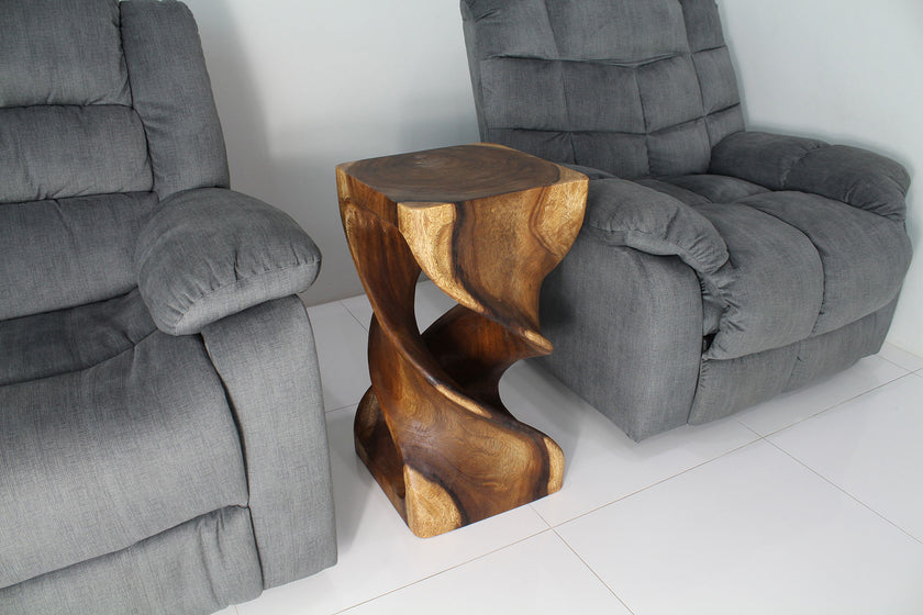 Solen Double Twisted End Table 14 in SQ x 26 in H Walnut