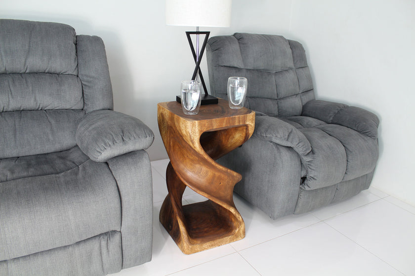 Solen Double Twisted End Table 14 in SQ x 26 in H Walnut