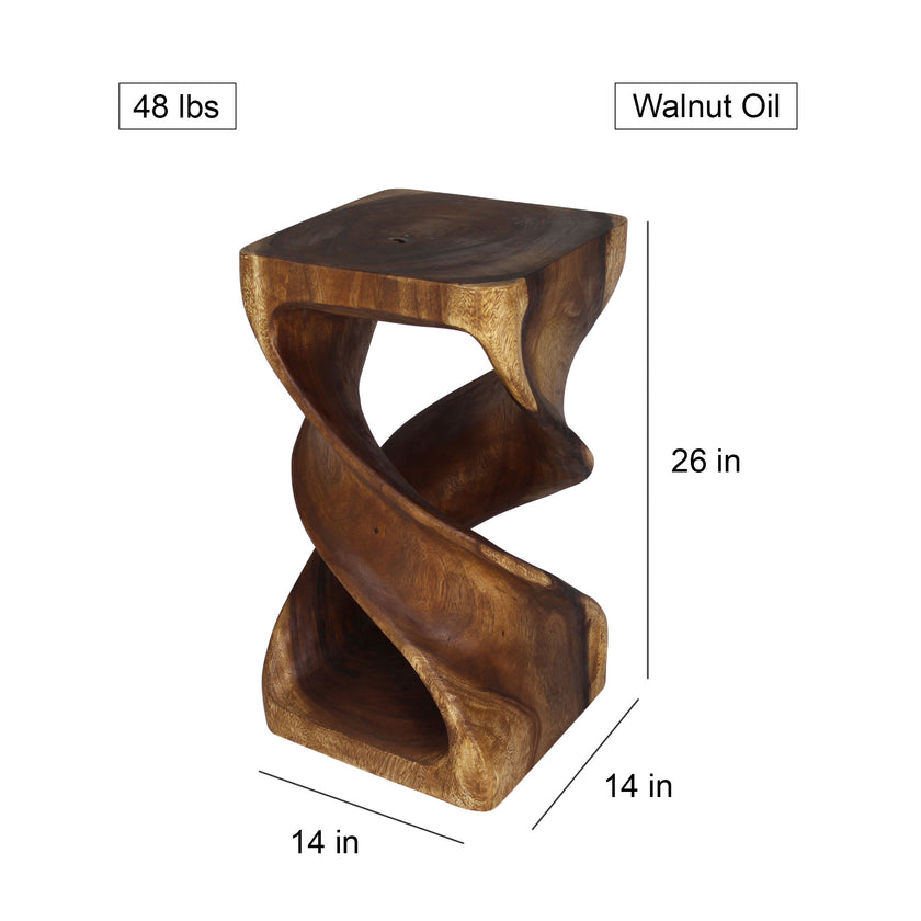 Solen Double Twisted End Table 14 in SQ x 26 in H Walnut