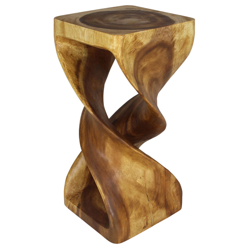 Solen Double Twisted End Table 14 in SQ x 30 in H Oak
