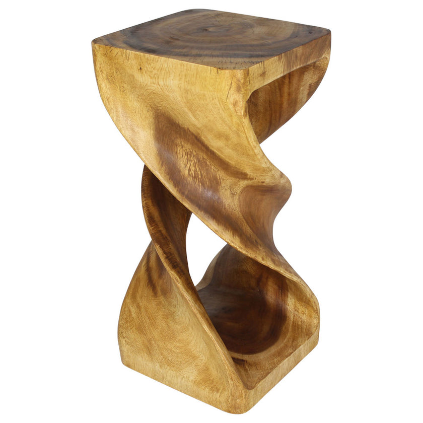 Solen Double Twisted End Table 14 in SQ x 30 in H Oak