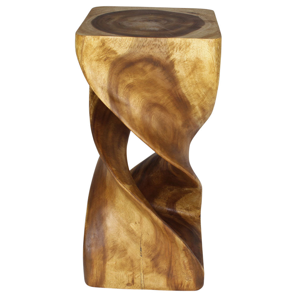 Solen Double Twisted End Table 14 in SQ x 30 in H Oak