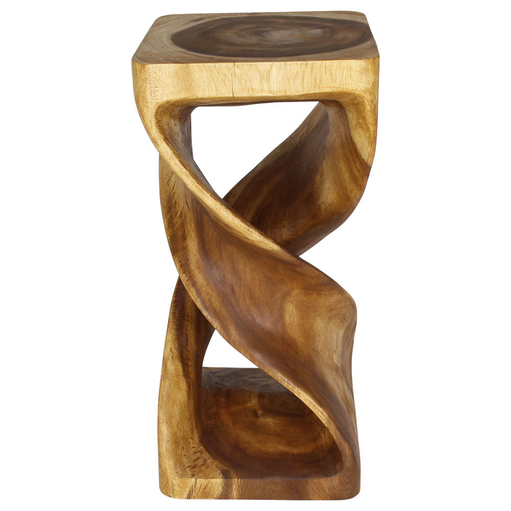 Solen Double Twisted End Table 14 in SQ x 30 in H Oak