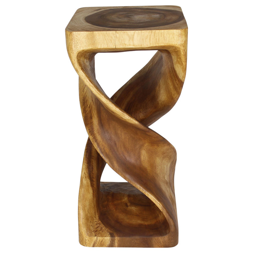Solen Double Twisted End Table 14 in SQ x 30 in H Oak