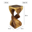Solen Double Twisted End Table 14 in SQ x 30 in H Oak
