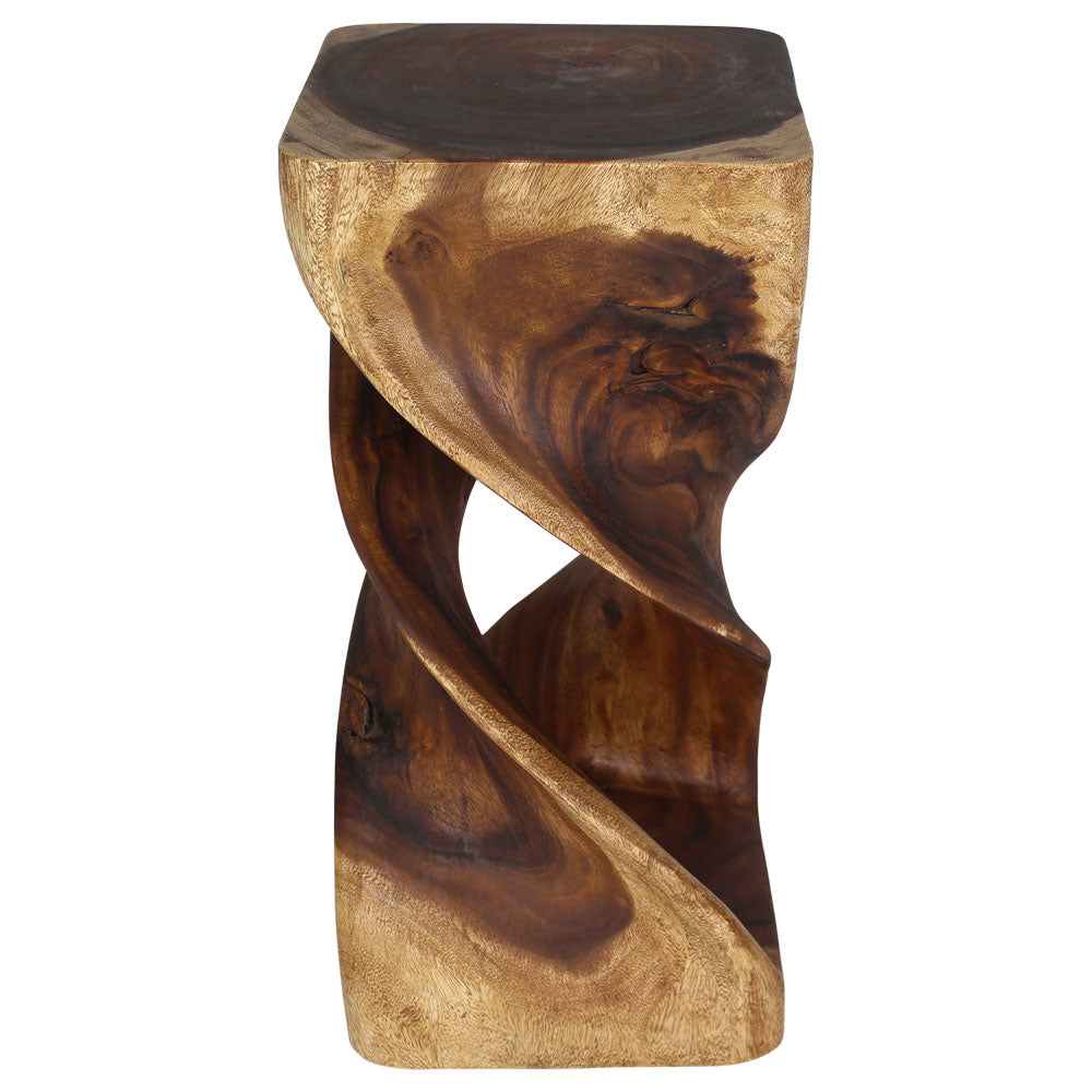 Solen Double Twisted End Table 14 in SQ x 30 in H Walnut