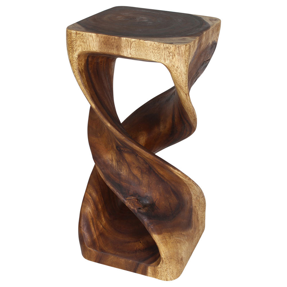 Solen Double Twisted End Table 14 in SQ x 30 in H Walnut