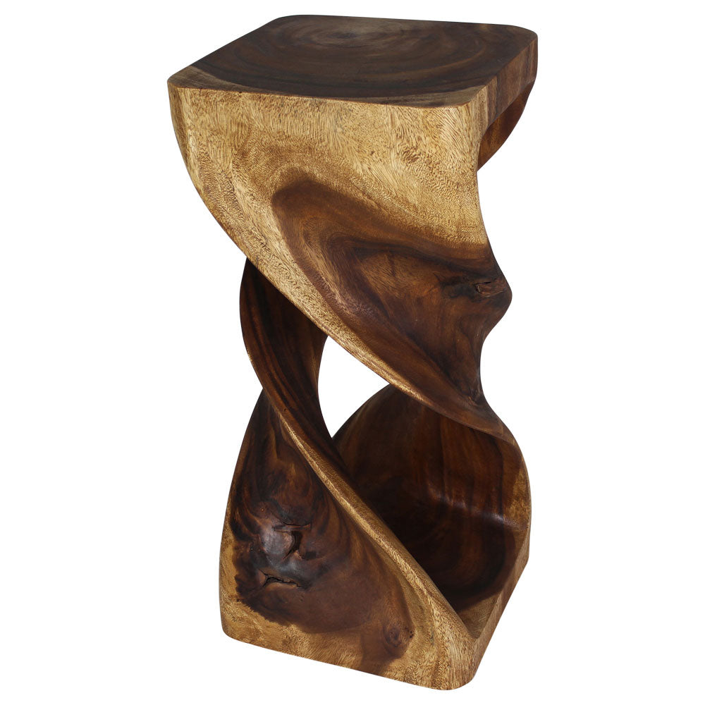 Solen Double Twisted End Table 14 in SQ x 30 in H Walnut