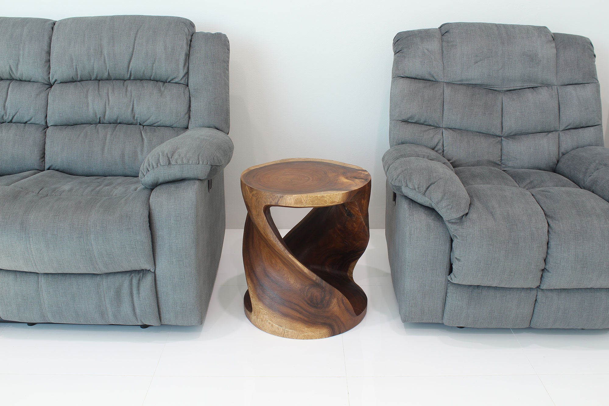 Elric Curved Twisted Rustic End Table 18 in DIA x 20 in H Walnut