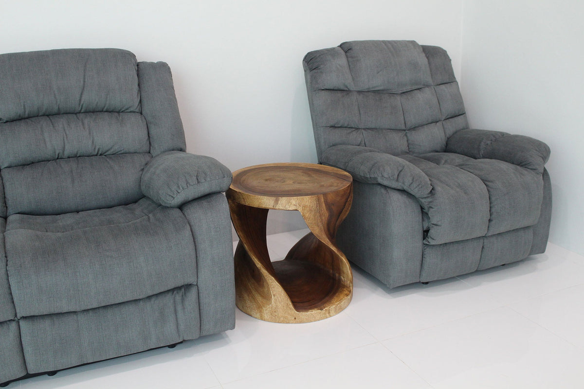 The Elric Curved Twisted Rustic Solid Wood End Table 20 in DIA x 20 in H Walnut