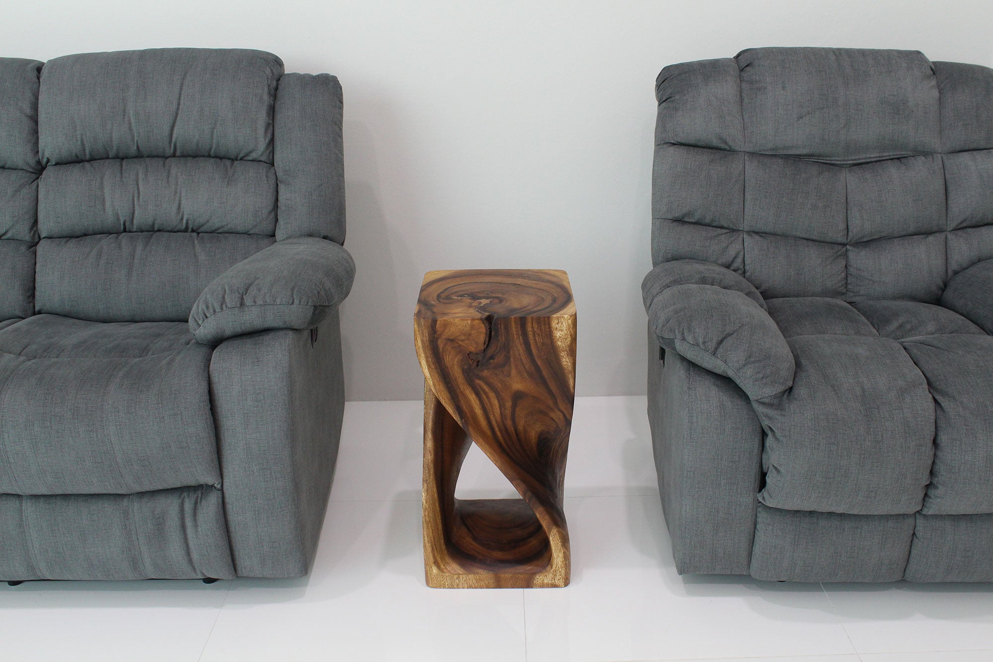 Luma Square Twisted End Table 12 in SQ x 23 in H Walnut
