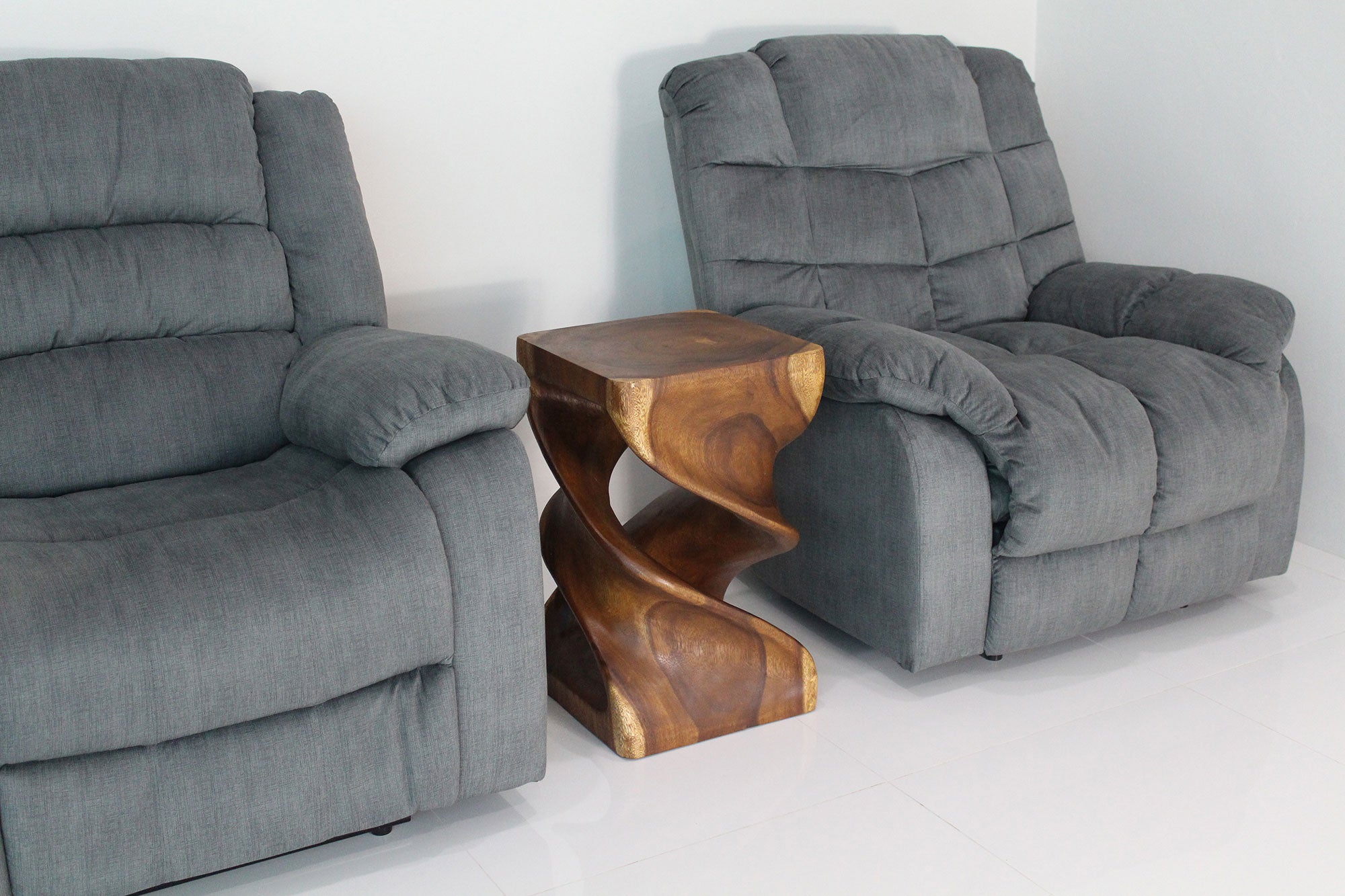 Solen Double Twisted End Table 14 in SQ x 23 in H Walnut