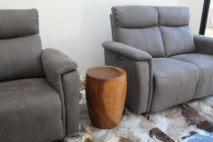 Mirel Round Sold Wood End Table 14 in D Top x 15 in D x 11 in D Base x 20 in H Walnut