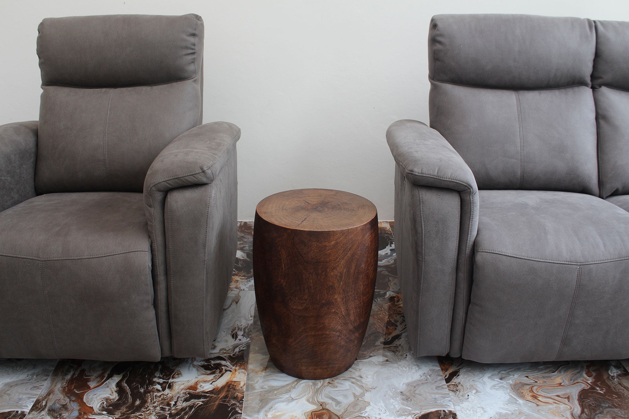 Mirel Round Solid Wood End Table 14 in D Top x 15 in D x 11 in D Base x 20 in H Dark Walnut