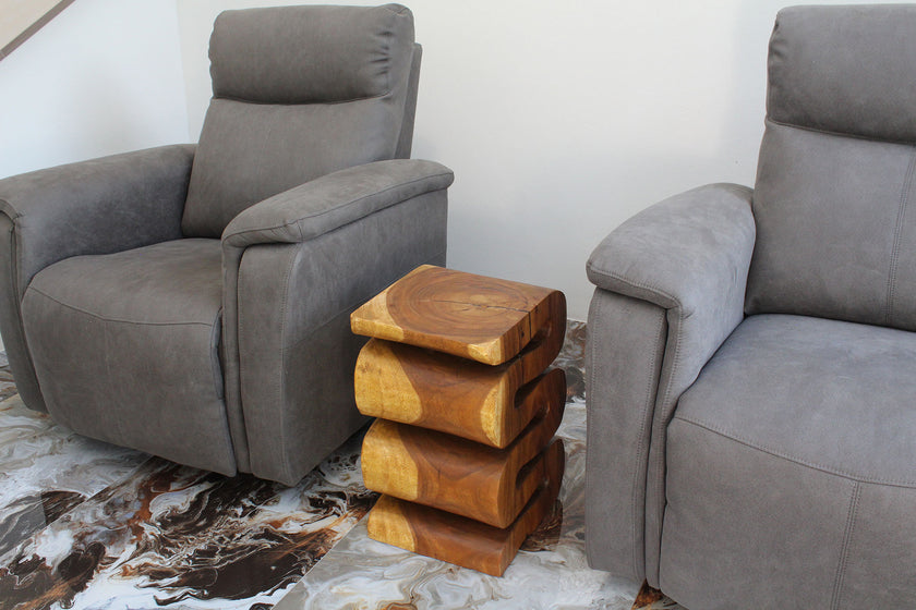 Talen Snake Twist End Table 12 x 14 x 20 in H Oak