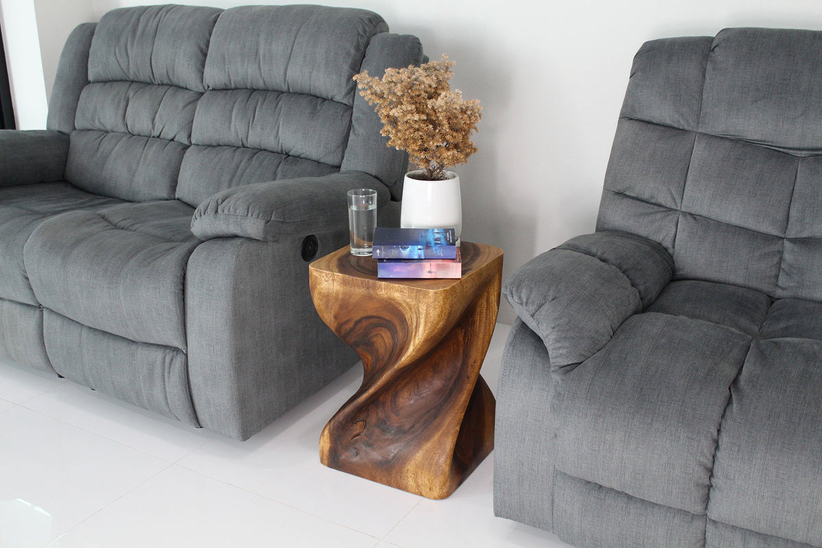 The Valeris Square Twist End Table, Walnut, 14 in Sq x 20 in H
