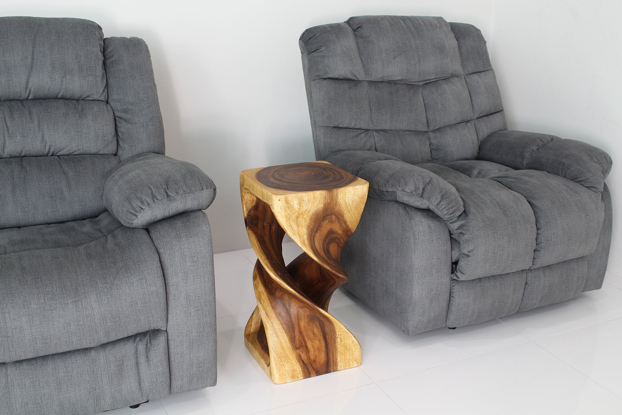 Solen Double Twisted End Table 12 in SQ x 23 in H Oak