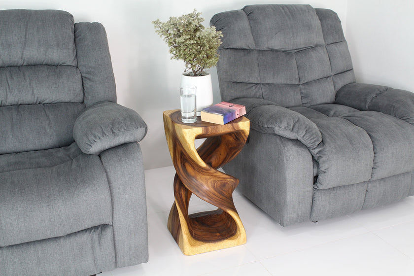 Solen Double Twisted End Table 12 in SQ x 23 in H Oak
