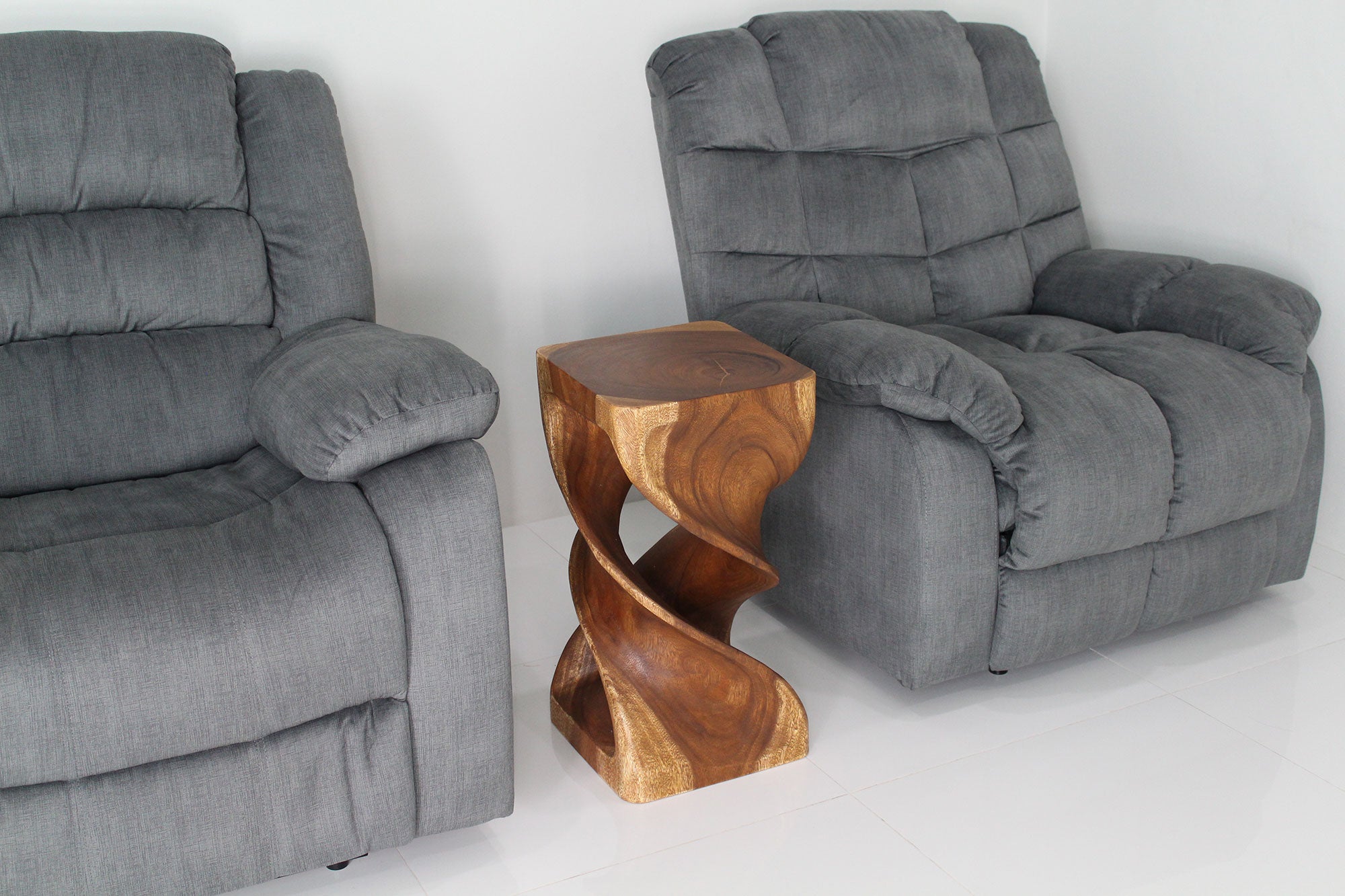 Solen Double Twisted End Table 12 in SQ x 23 in H Walnut