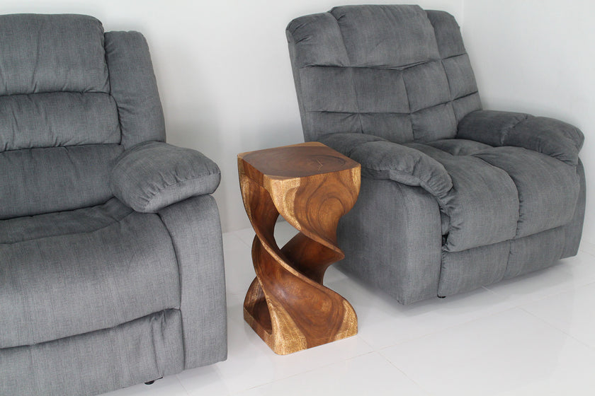 Solen Double Twisted End Table 12 in SQ x 23 in H Walnut