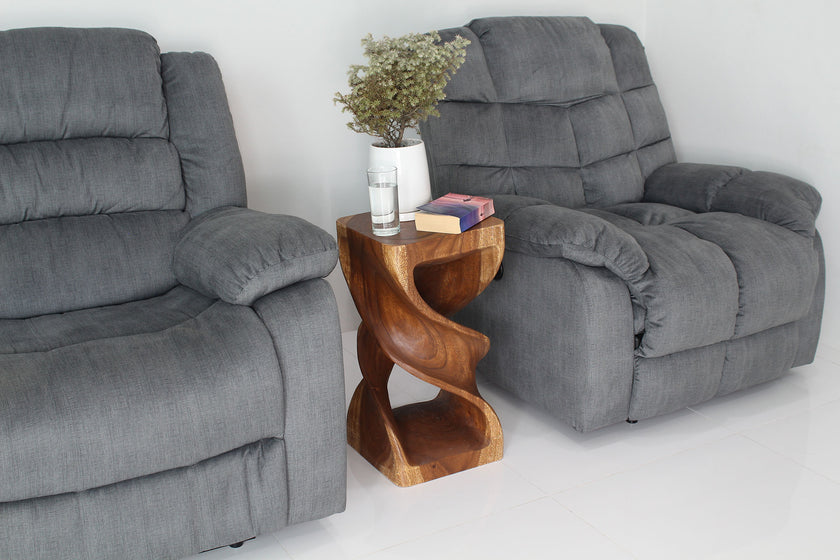 Solen Double Twisted End Table 12 in SQ x 23 in H Walnut