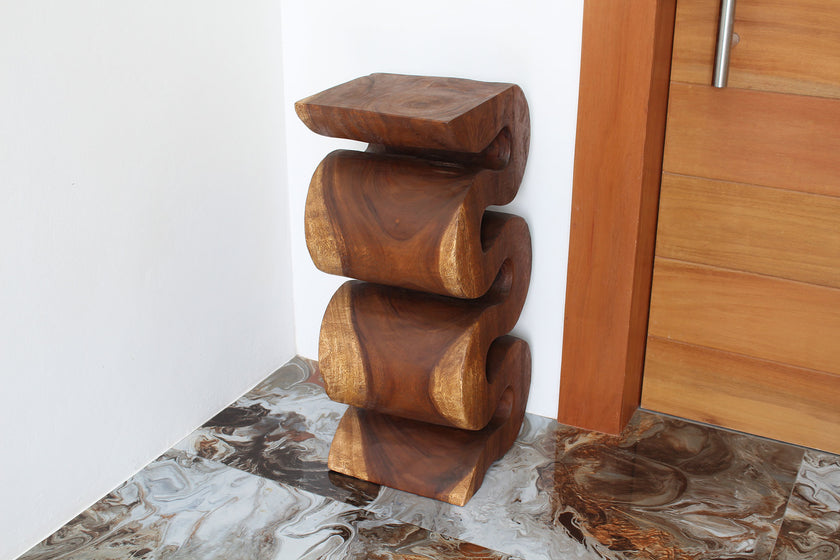 Orenza Snake End Table 12 x 14 x 30 in H Walnut
