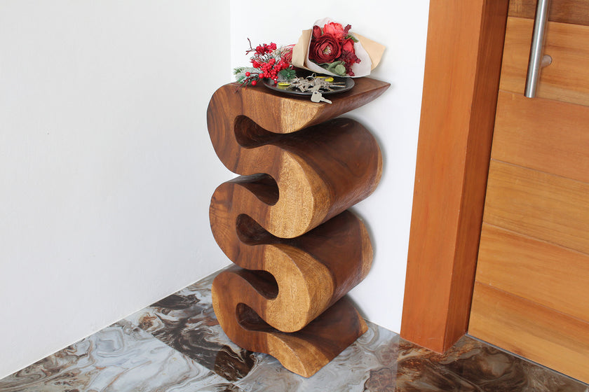 Orenza Snake End Table 12 x 14 x 30 in H Walnut