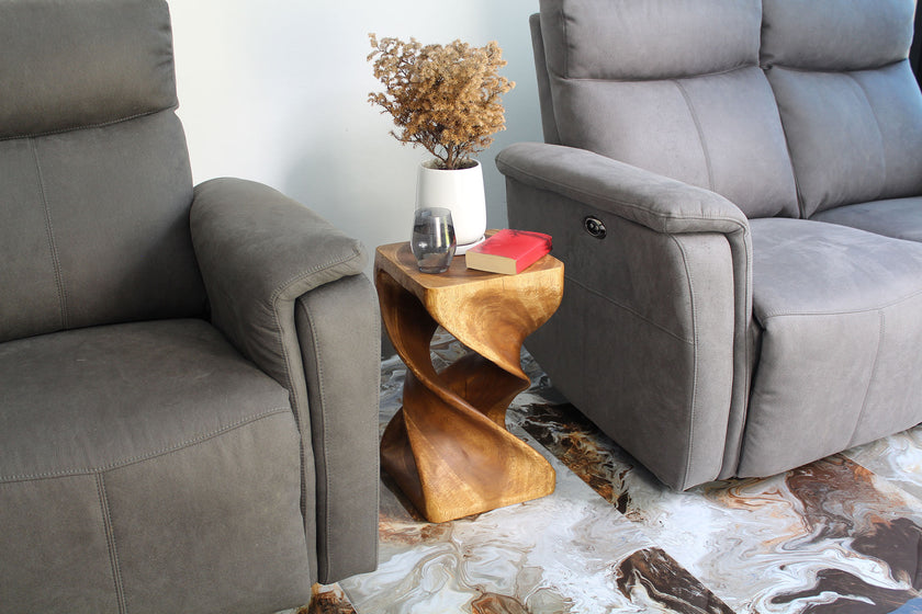 Solen Double Twisted End Table 12 in SQ x 20 in H Walnut
