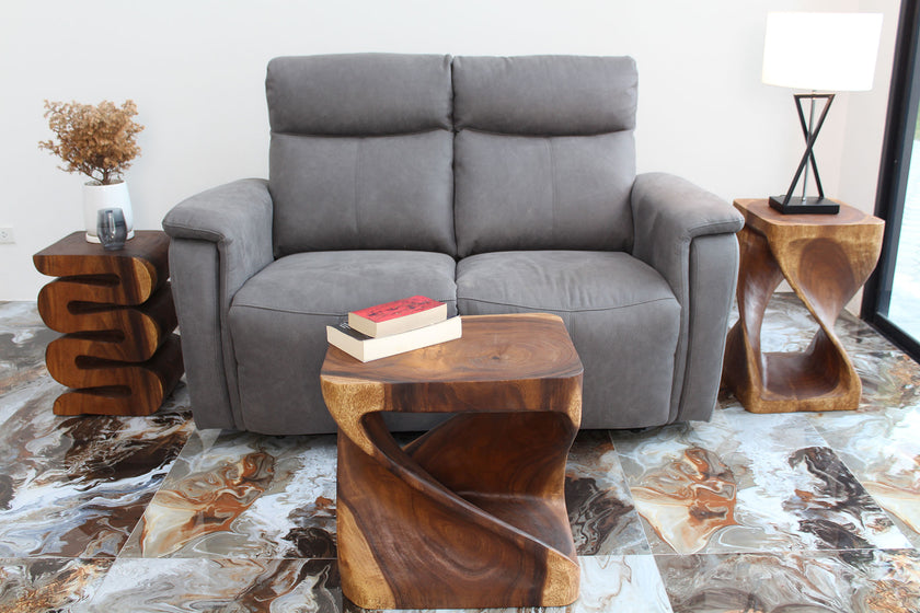 Rivena Rectangular Sculpted End Table 20 x 15 x 20 in High Walnut