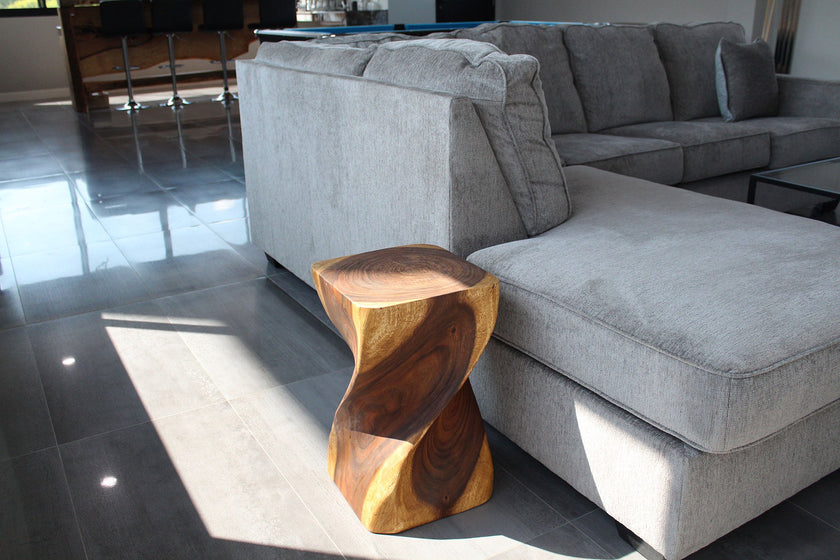 The Valeris Square Twist End Table, Oak, 12 in Sq x 20 in H