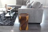 Valeris Solid Square Twisted End Table 12 in SQ x 20 in H Oak