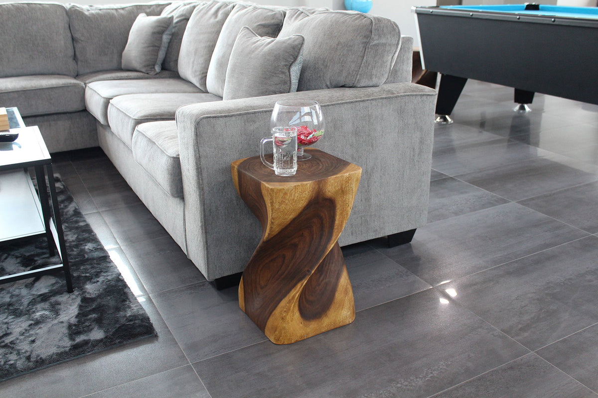 The Valeris Square Twist End Table, Oak, 12 in Sq x 20 in H
