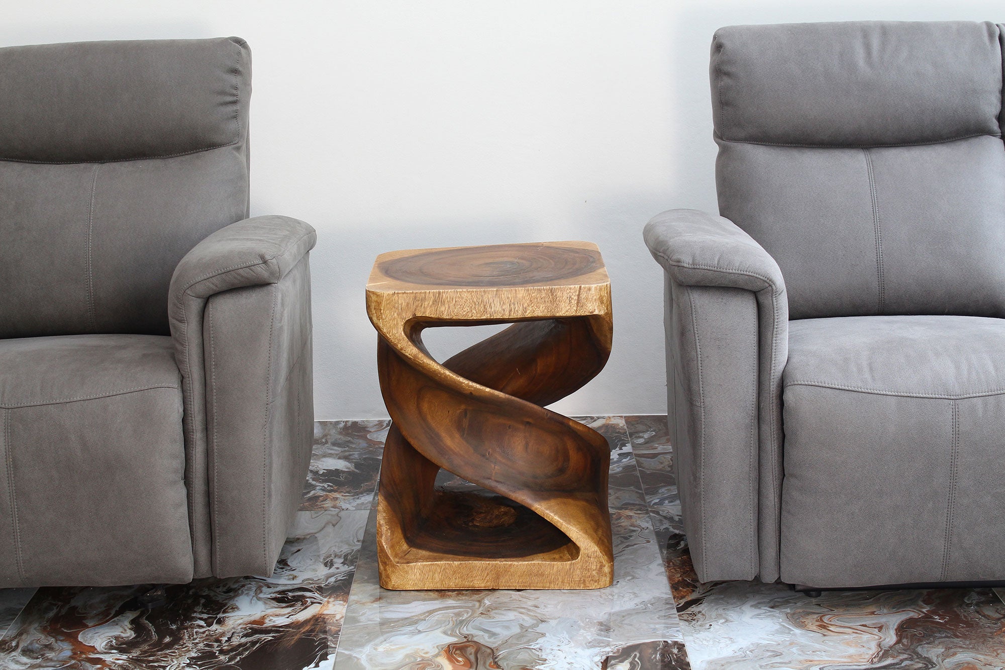 Elmare Large Flowing Solid End Table 18 x 18 x 23 in H Walnut
