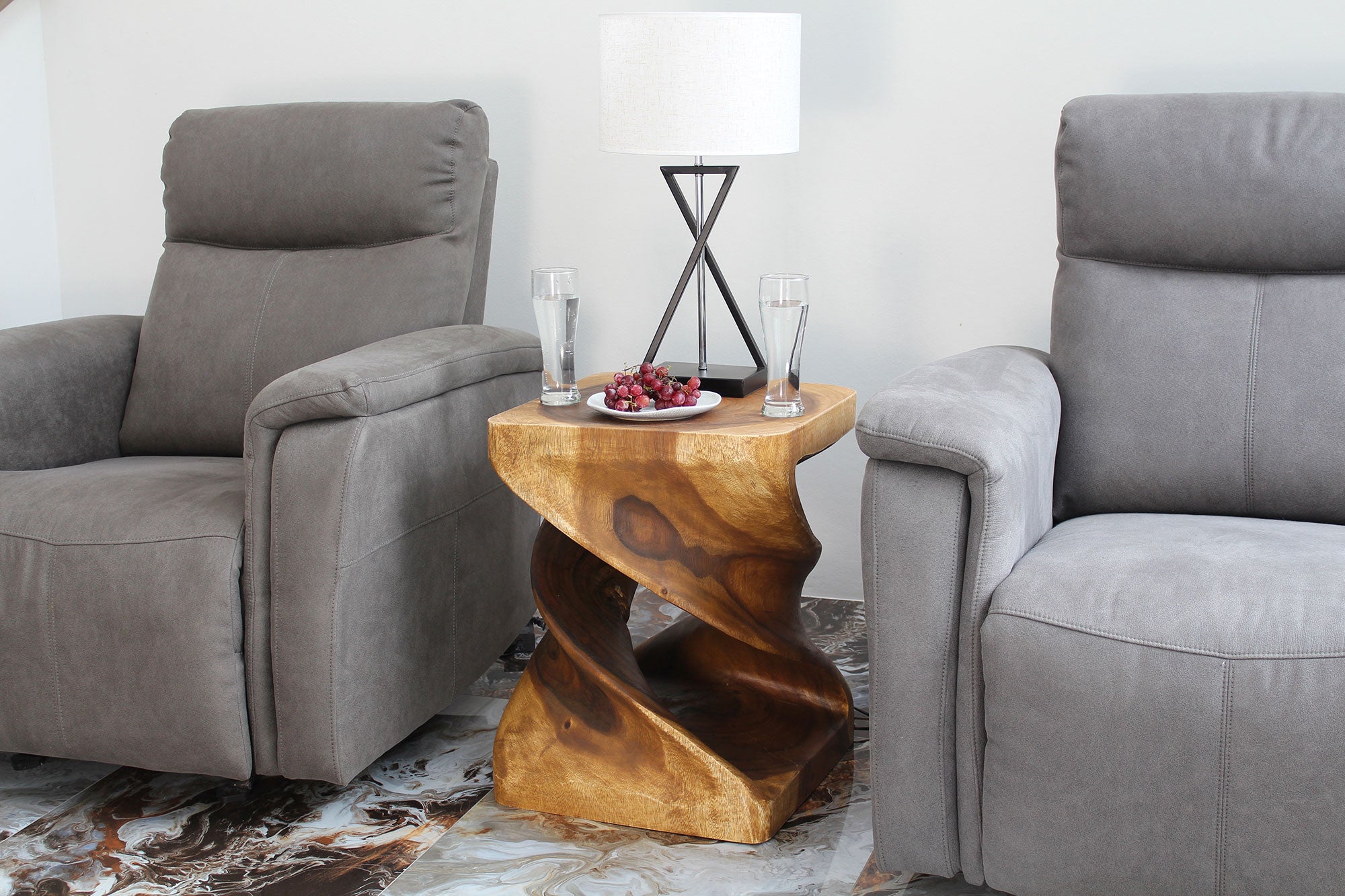 Elmare Large Flowing Solid End Table 18 x 18 x 23 in H Walnut