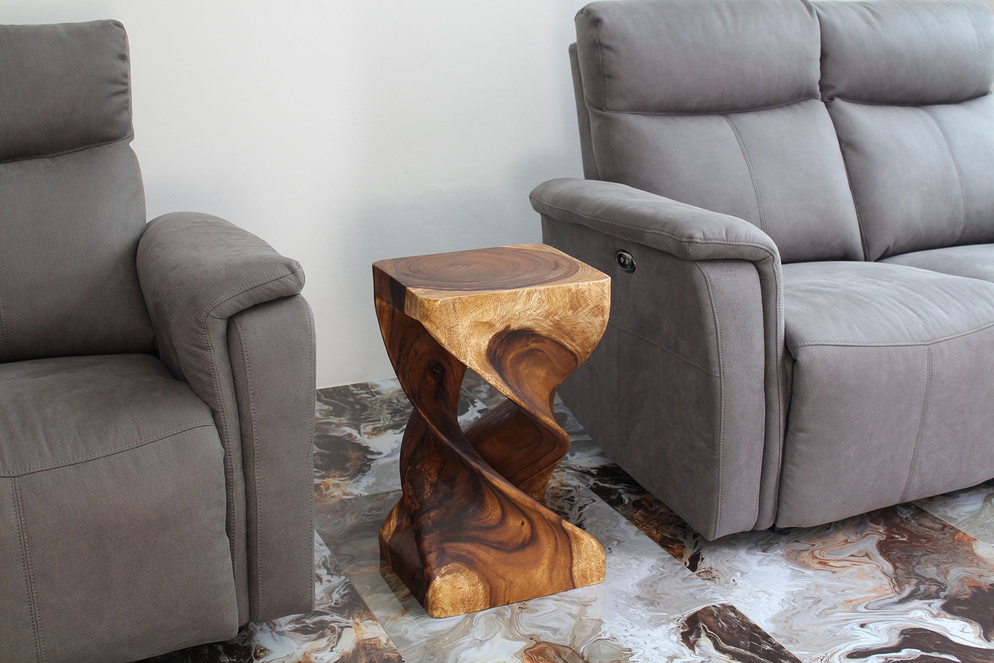 Kirel Rectangular Double Twist End Table 12 x 14 in x 23 in H Walnut