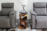 Kirel Rectangular Double Twist End Table 12 x 14 in x 23 in H Walnut